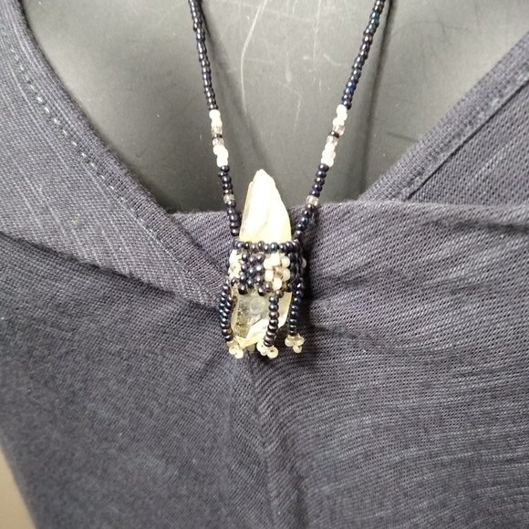 Small Bead And Quartz Crystal Necklace - Picture 4 of 16